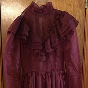 Vintage Gunne Sax Red Ruffled Tiered Long Sleeve Dress